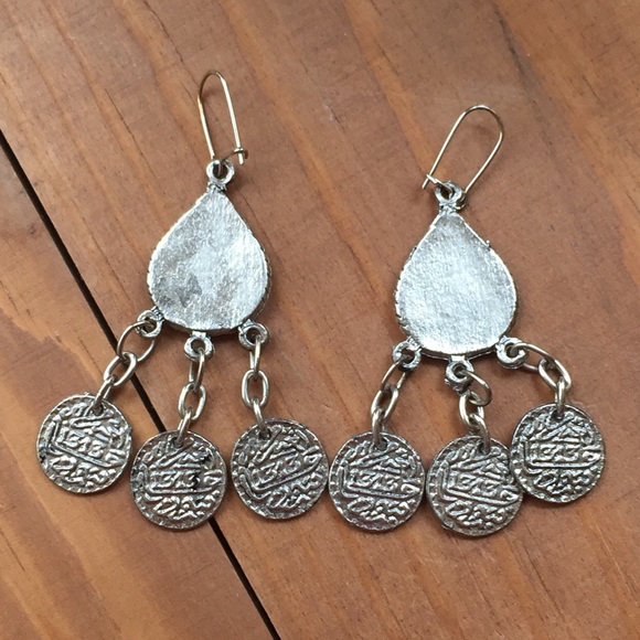 New Chandelier Drop Boho Earrings Red Silver Tone - Picture 4 of 4